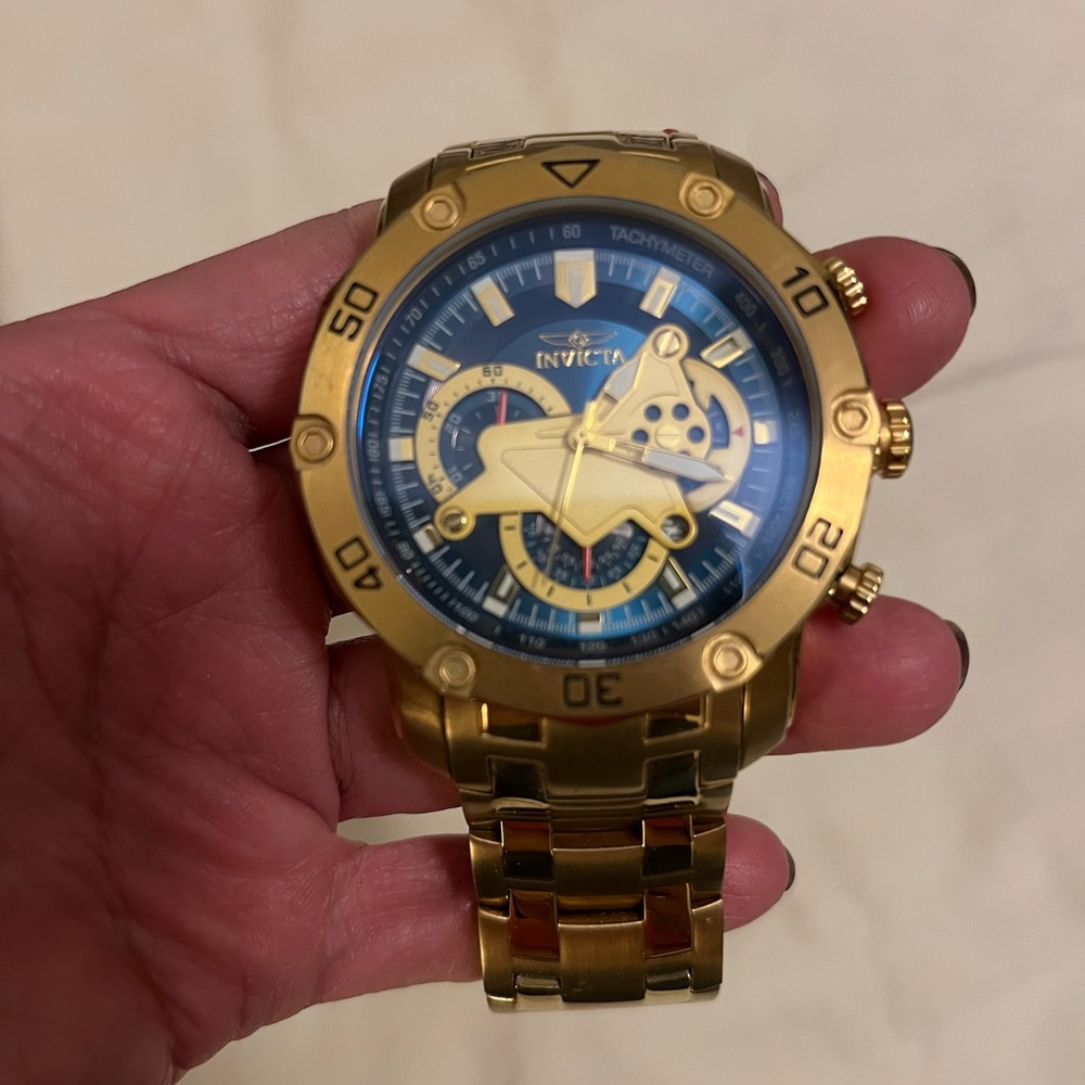 Invicta Gold Watch with Blue Dial